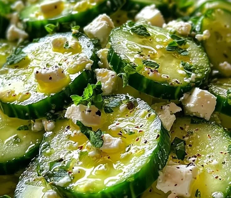 Delicious Cucumber Feta Salad with fresh herbs and vibrant vegetables