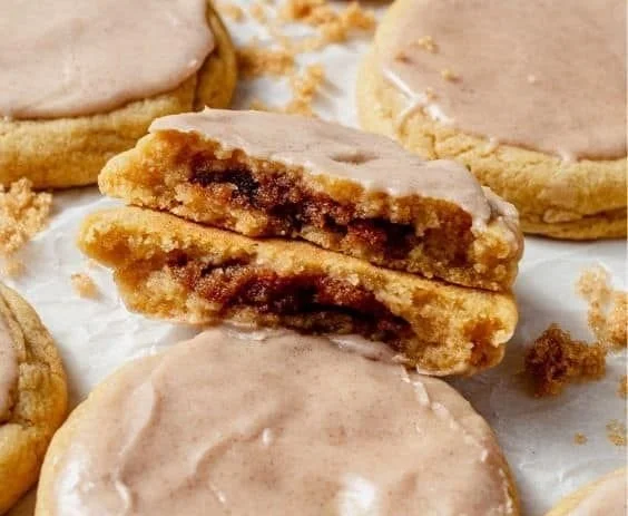 Brown Sugar Cinnamon Frosted Pop Tart Cookies on a plate