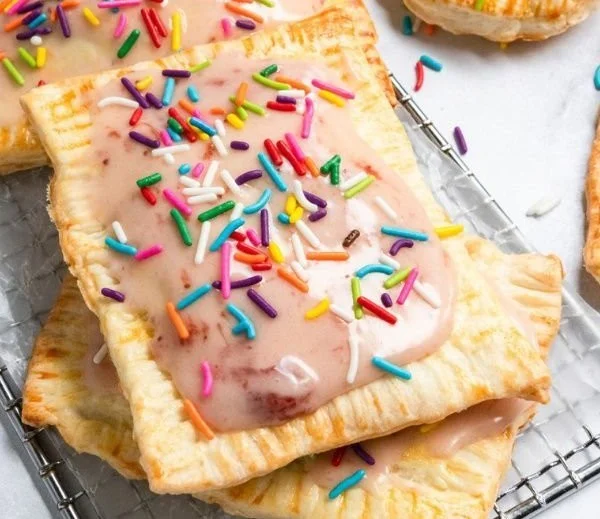 Delicious homemade pop tarts with colorful icing and sprinkles