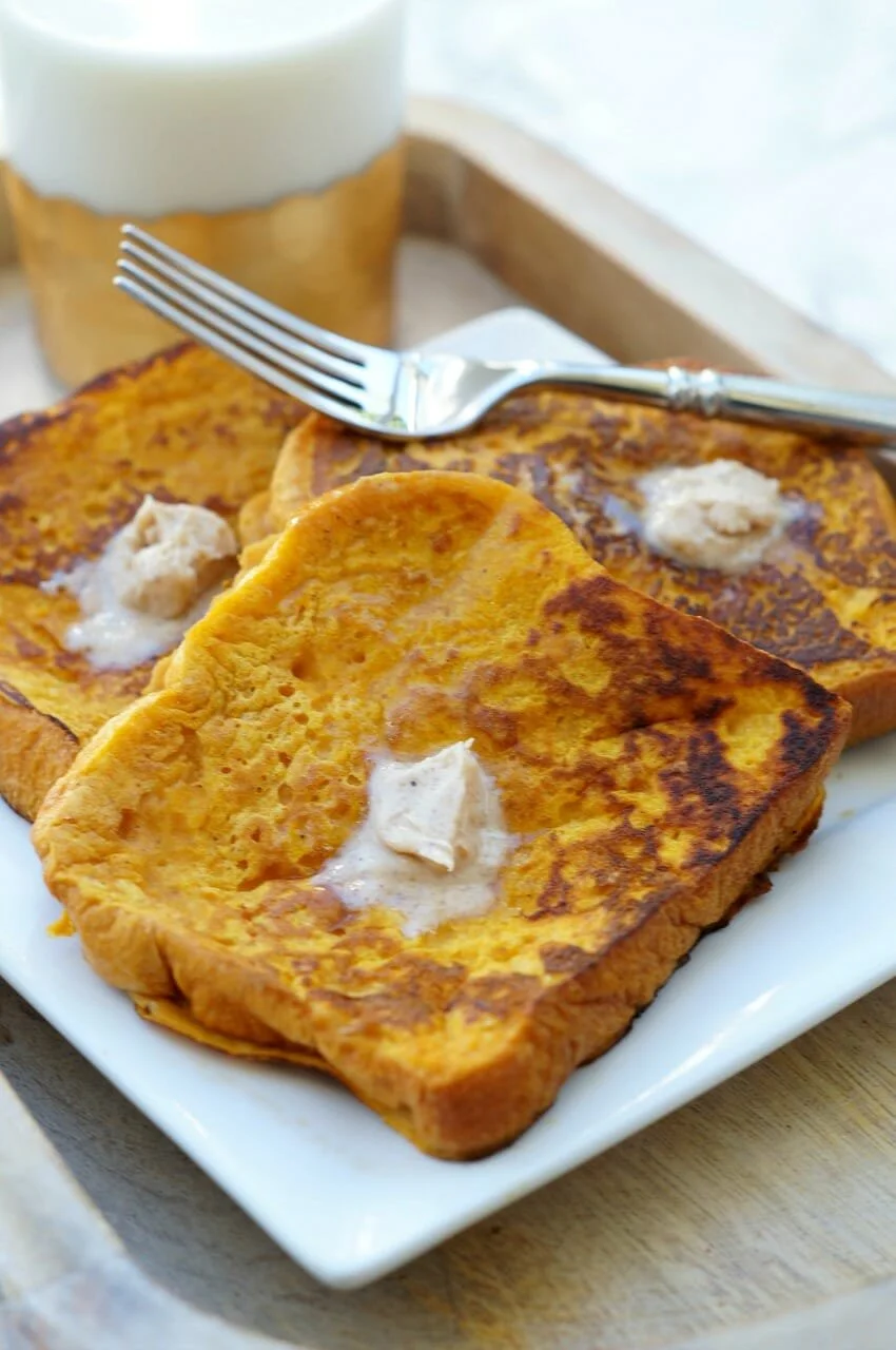 Delicious Pumpkin French Toast topped with Brown Sugar Cinnamon Butter