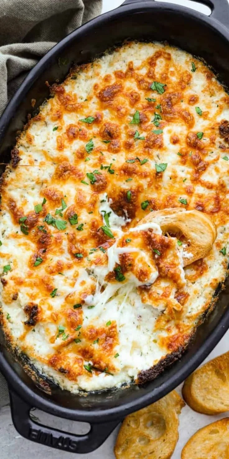 Delicious Garlic Bread Dip served with crispy bread for dipping